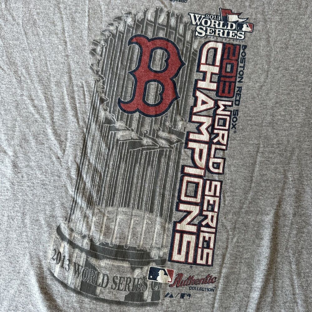 Boston Red Sox 2013 World Champs Majestic Authentic Grey T Shirt Size XL H19